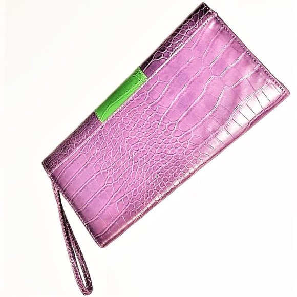 eBISU Reptile Embossed Vegan Leather Clutch - Picture 3 of 6